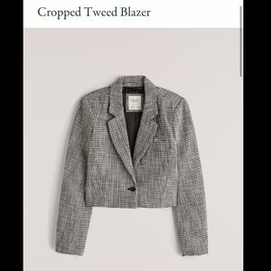NWT❗️A&F Black Houndstooth Cropped Tweed Blazer